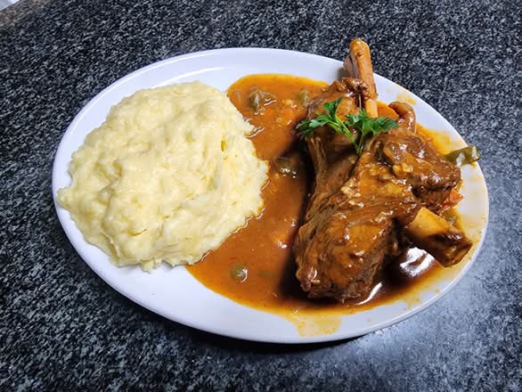 Slow-cooked lamb shank