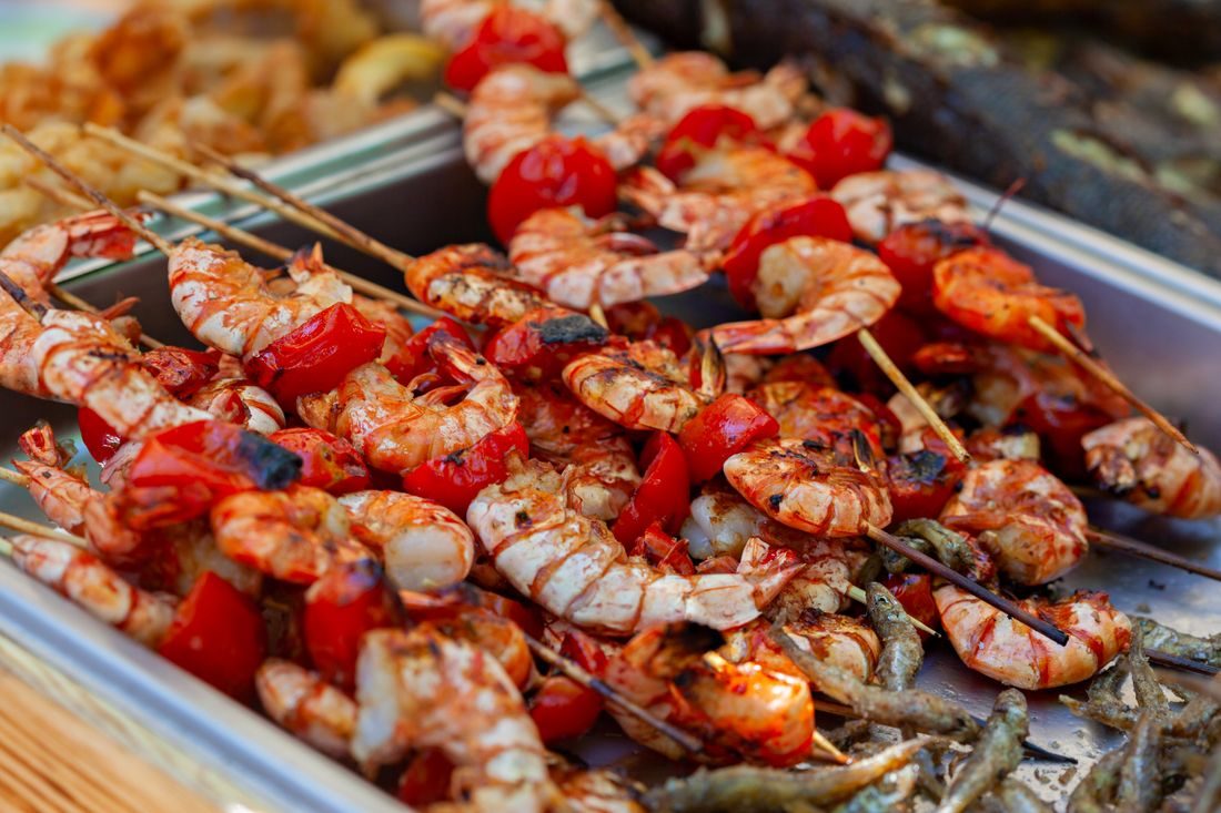 Prawns on the coals