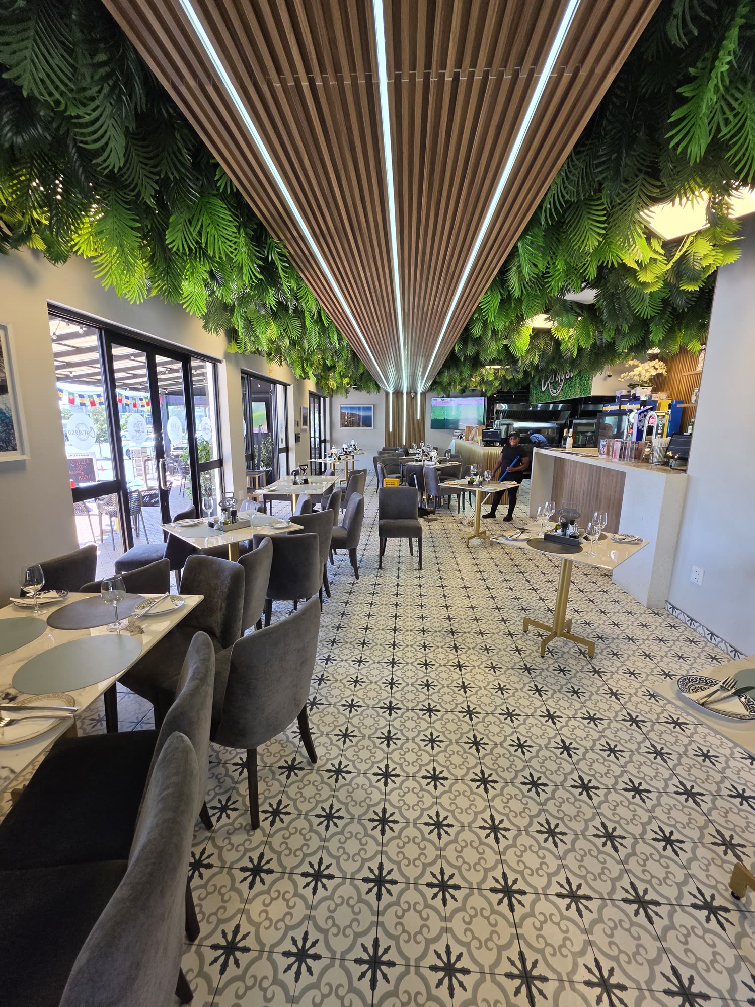 Greenery over the dining room